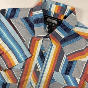Rock & Roll Denim Men’s S Serape Stripe Pearl Snap Western Shirt